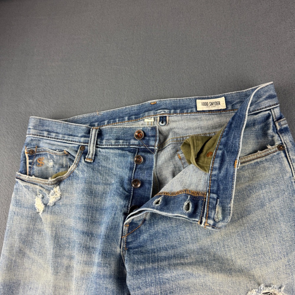Todd Snyder Selvedge Jeans Mens 32x32 (Fits 34x32) Blue Japanese Button Fly Slim